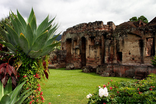 The lush and well-tended gardens at the Convento de las Capuchinas, Antigua