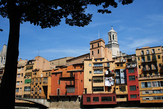 Apartments along the Riu Onyar in Girona, Spain
