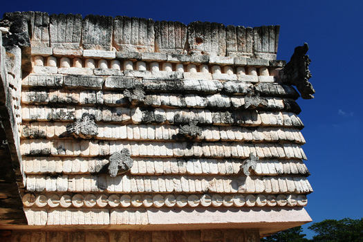 Macaws adorn the eastern wall of the Nun's Quadrangle