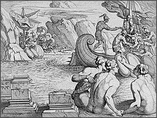 Skylla attacks Odysseus and his crew Skylla attacks Odysseus and his crew